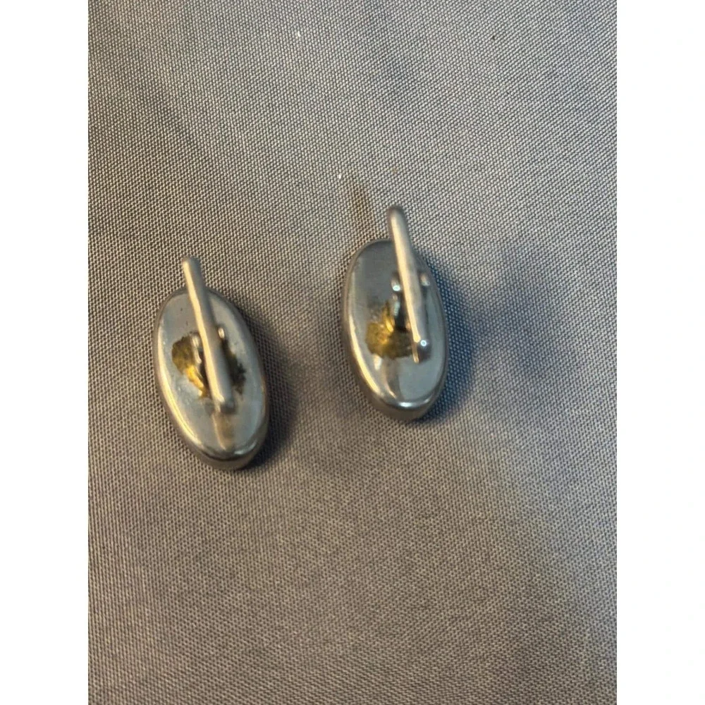 Vintage Oval Mother of Pearl Cufflinks Silver Tone Formal Wedding Mens Jewelry